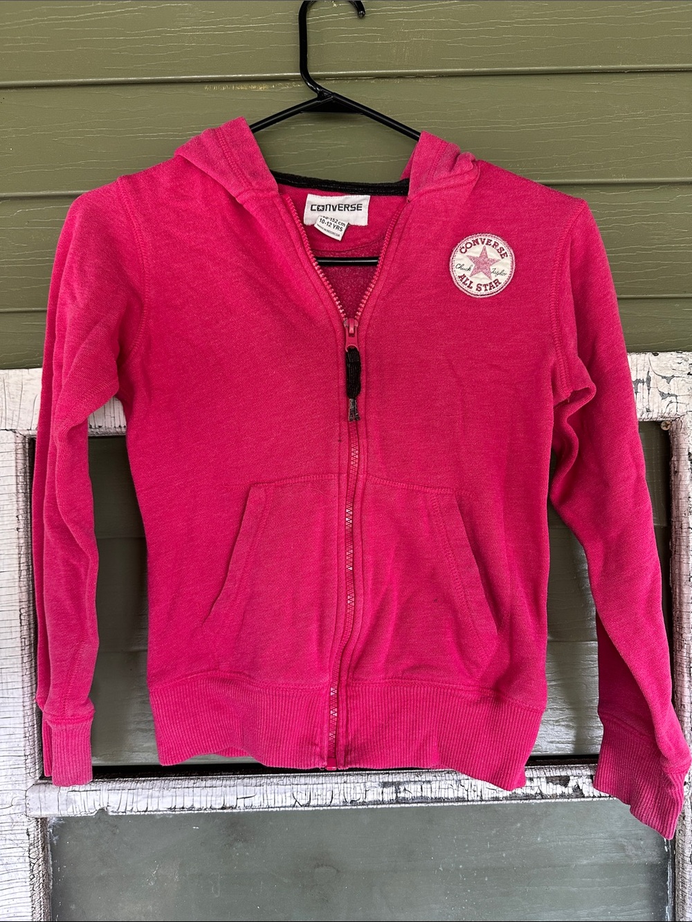 Converse Girls Hot Pink Zip Hoodie with All Star Patch